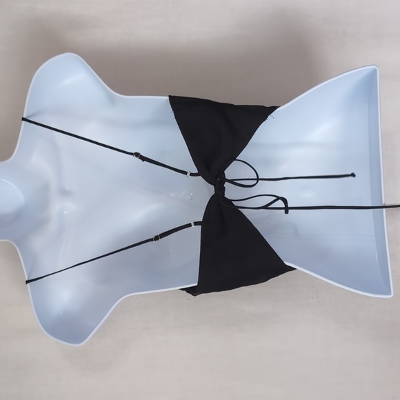 Cotton Candy LA Black Satin Tie-Up Tank Cropped Size Large - Picture 3 of 6